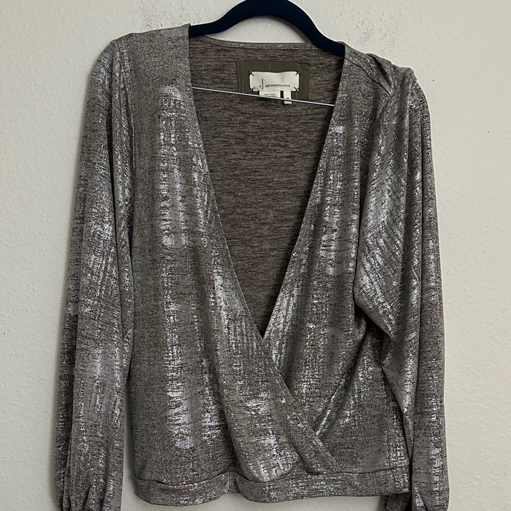 Silver Metallic Wrap long sleeve